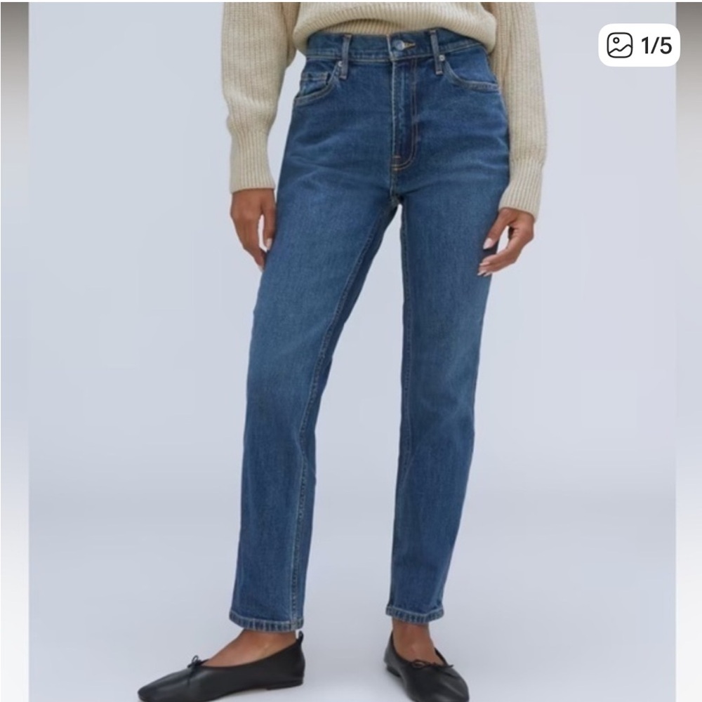 Everlane Original Cheeky Jeans in Medium Blue Straight Leg Classic Jeans